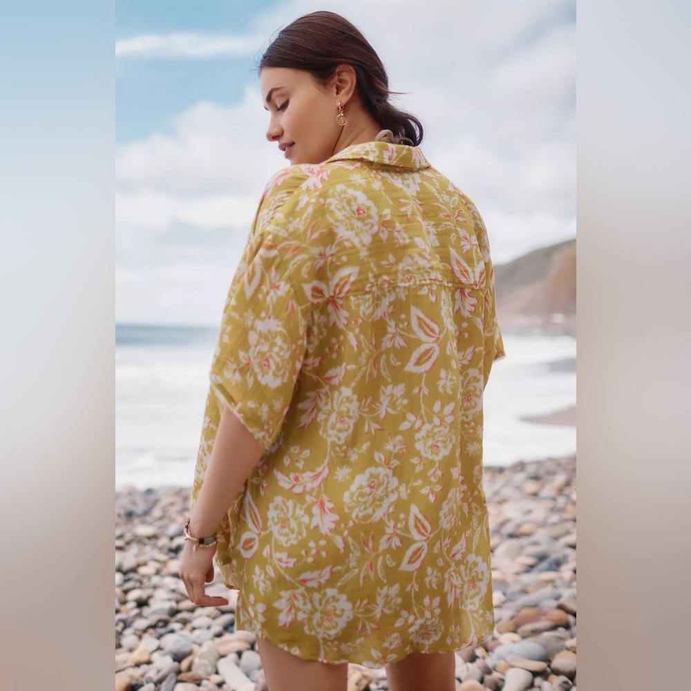 Anthropologie Oversized Floral Beach Shirt size medium